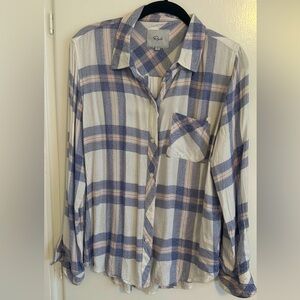 Light Blue plaid Rails button-up, Size M